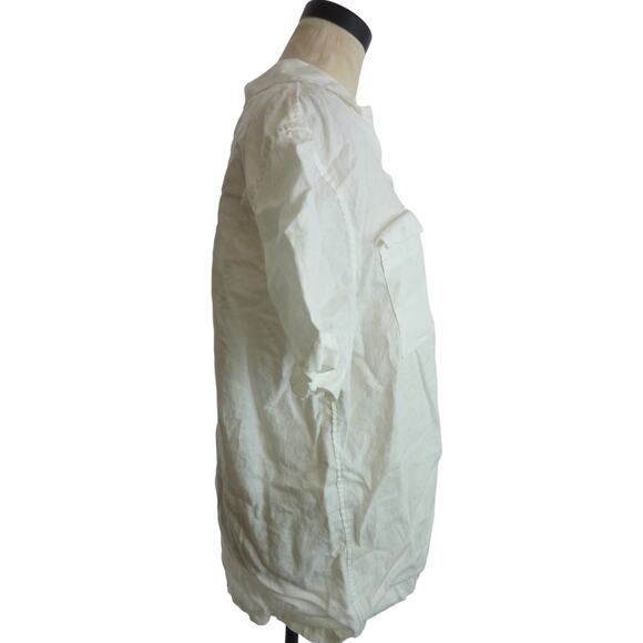 Everlane White Short Sleeve Button Down Linen Cargo Camp Shirt M - Picture 2 of 6